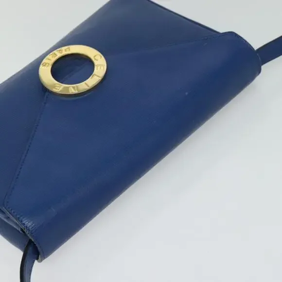 CELINE Shoulder Bag Leather Blue Gold - Picture 6 of 12